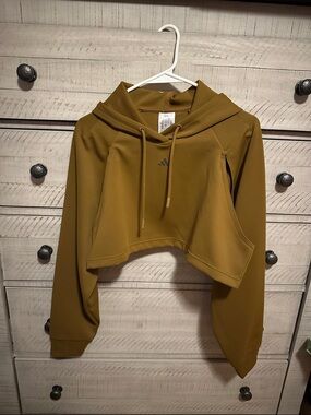 adidas Cropped Hoodie in Camel/ Mustard Yellow Size Small